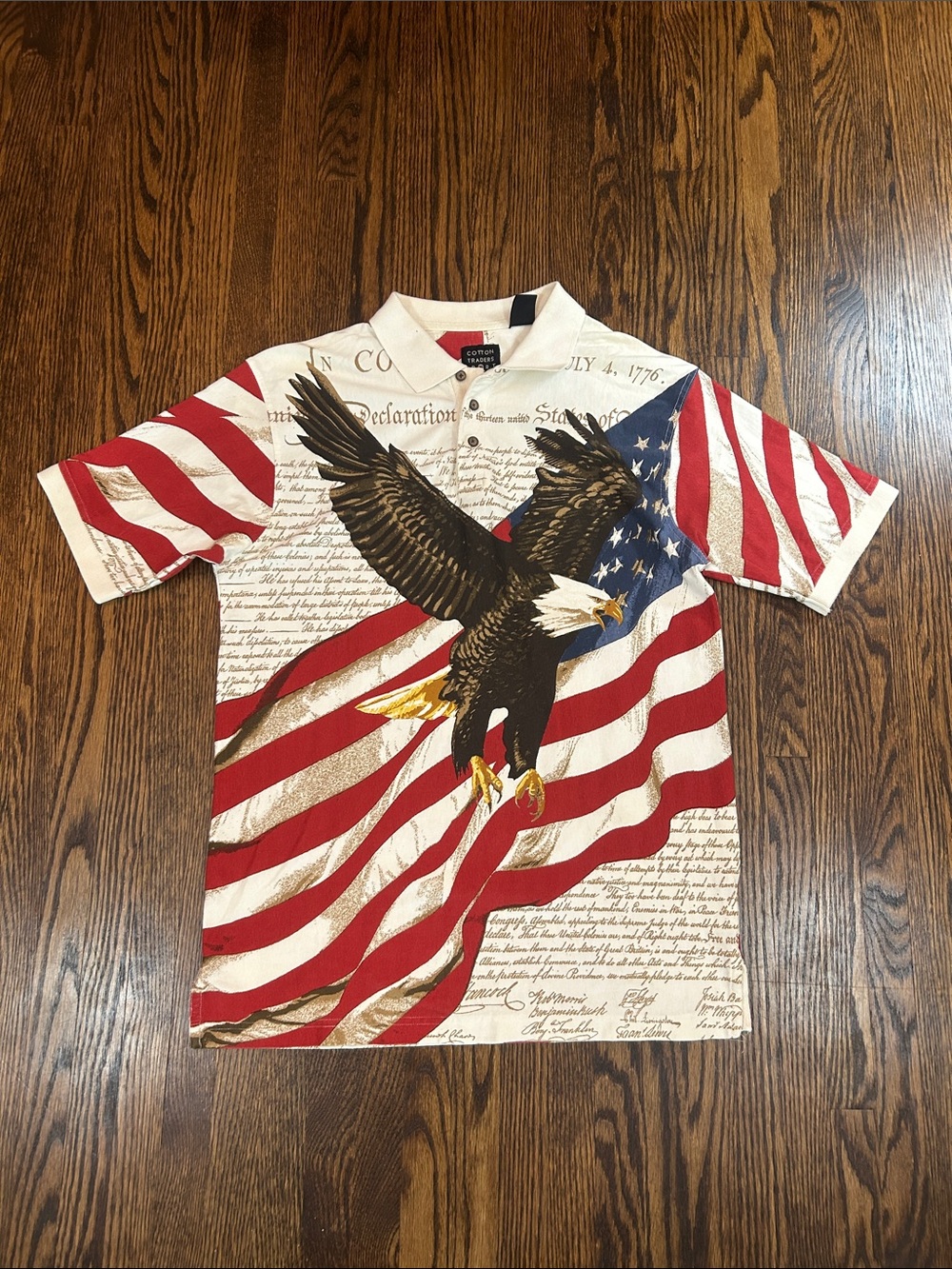 Vintage Y2K All Over Print Eagle Polo Shirt